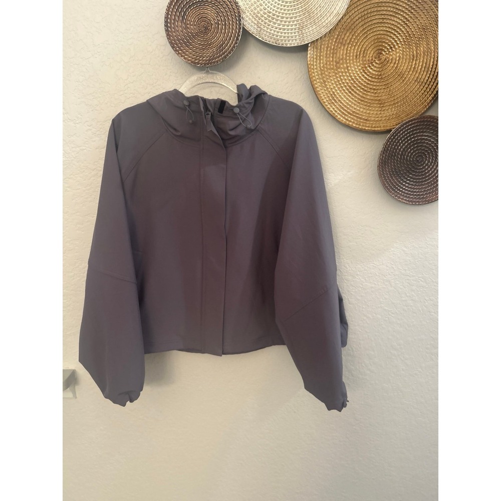 FLX Lilac hooded ‎ Water-Resistant Jacket With Adjustable Drawcord Hem Pockets L